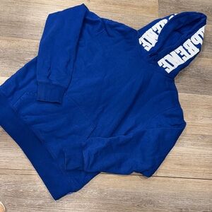 Supreme Mirrored Logo Blue Hoodie with Logo Graphic Hood